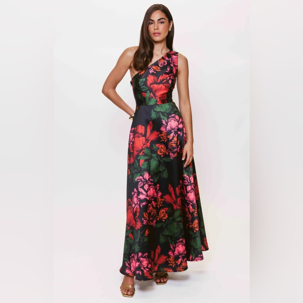 Anthropologie Hutch Elegant One-Shoulder Floral Evening Gown - Picture 2 of 8